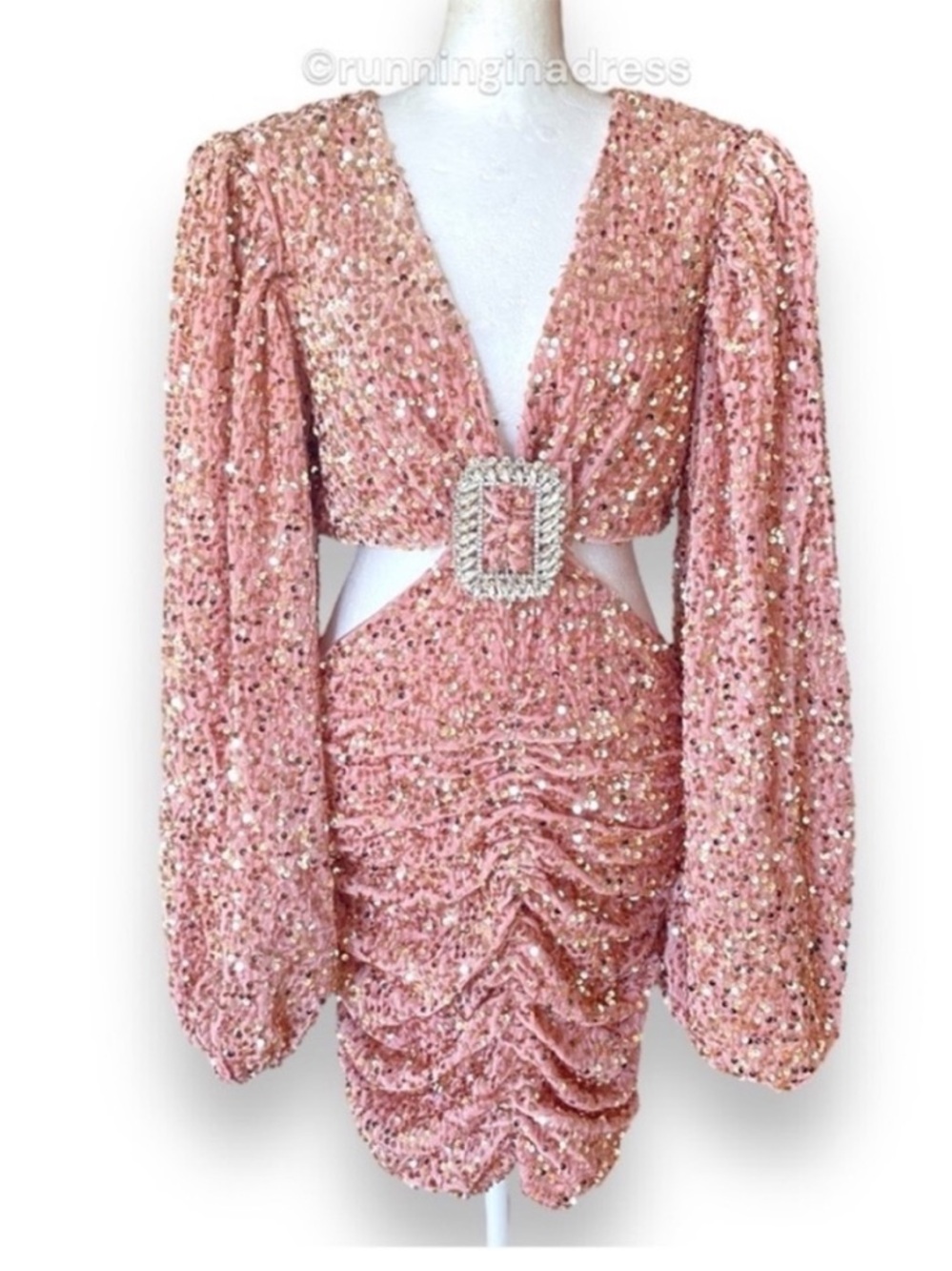 NWT Line & Dot Valeria Pink Sequin Cutout Mini Dress Medium Revolve - Picture 2 of 16